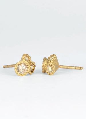 Fiori Tri-Set Diamond 9ct Yellow Gold Studs James Newman Jewellery