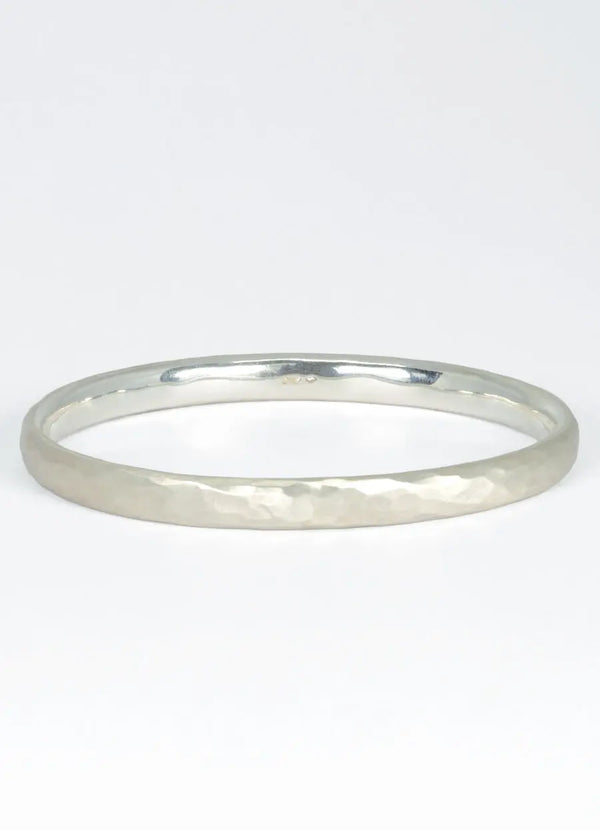 Oval Hammered Silver Bangle James Newman Jewellery