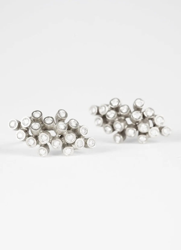 Diamond Lyra Cluster Studs - James Newman Jewellery