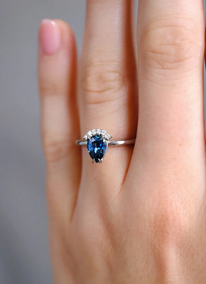 1.2ct Teal Blue Sapphire Tiara Ring - James Newman Jewellery