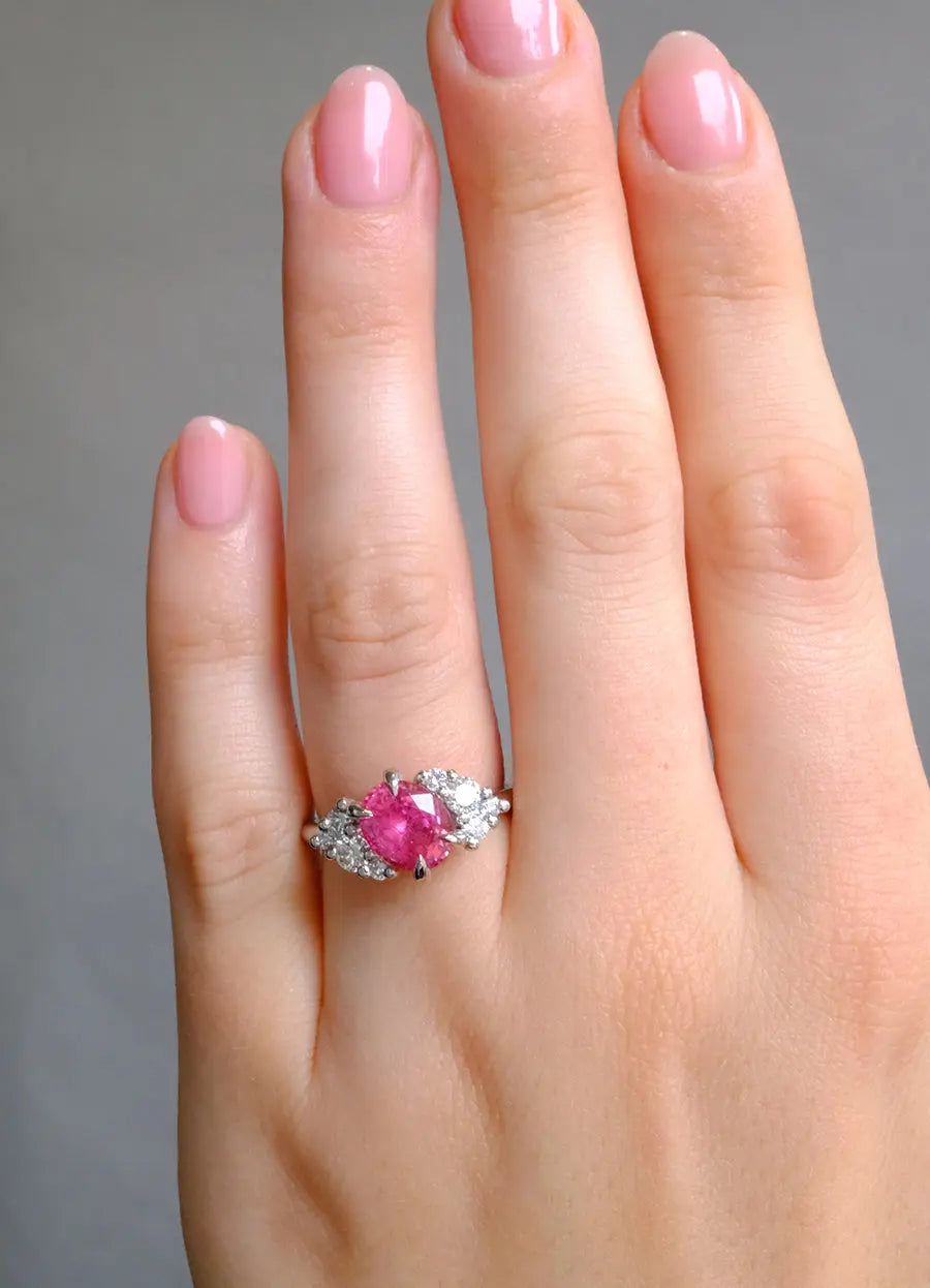 18ct White Gold Diamond Sapphire Halo Ring | 0000171 | Beaverbrooks the  Jewellers