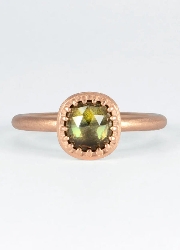 Australian Olive Green Sapphire and 9ct Red Gold Ring James Newman Jewellery