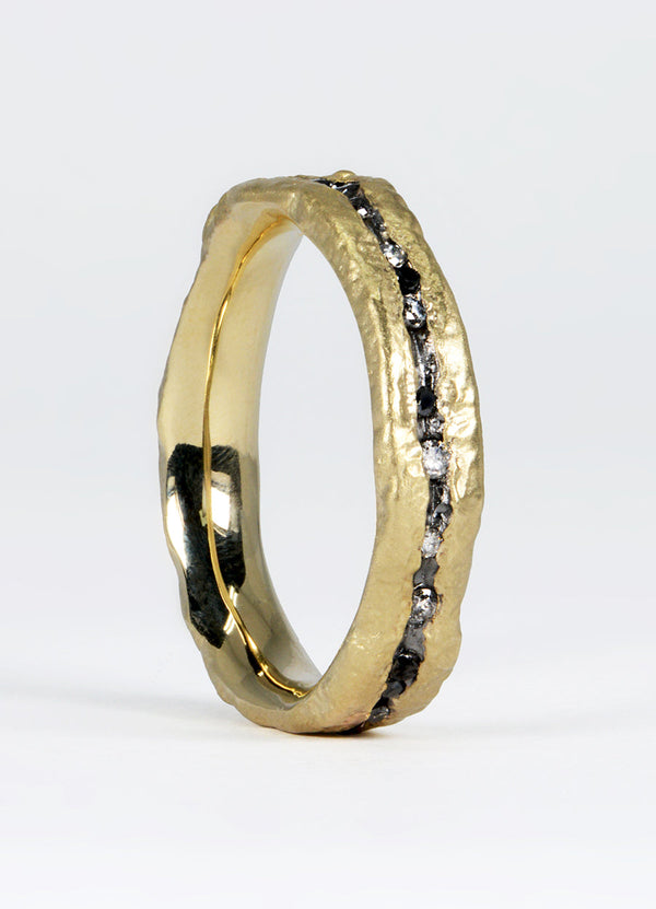Black, White and Salt & Pepper Diamond Flux Canyon Eternity Ring James Newman Jewellery