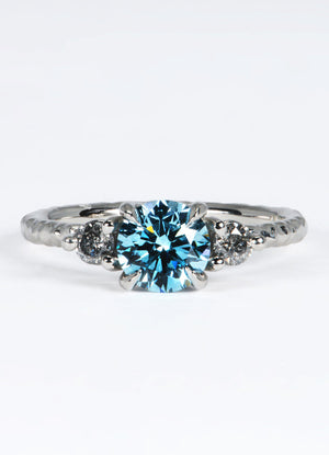 1ct Blue Diamond and Salt & Pepper Diamond Trilogy Ring James Newman Jewellery
