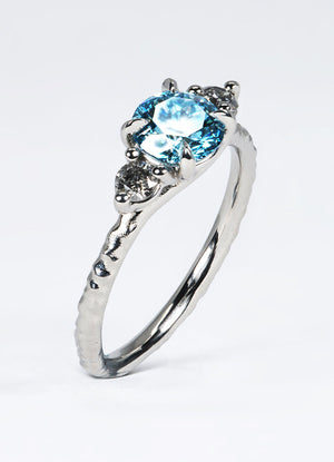 1ct Blue Diamond and Salt & Pepper Diamond Trilogy Ring James Newman Jewellery