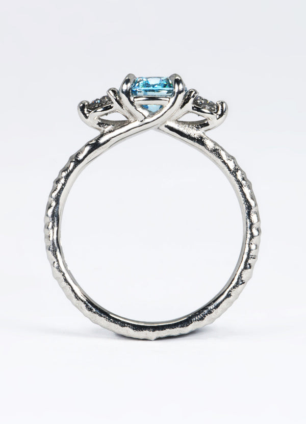 1ct Blue Diamond and Salt & Pepper Diamond Trilogy Ring James Newman Jewellery