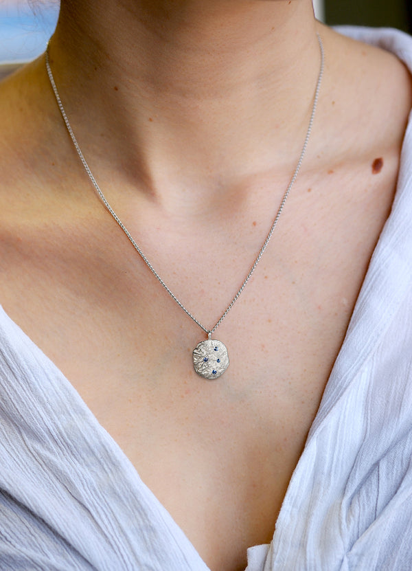 Sapphire Encrusted Silver Flux Pendant James Newman Jewellery