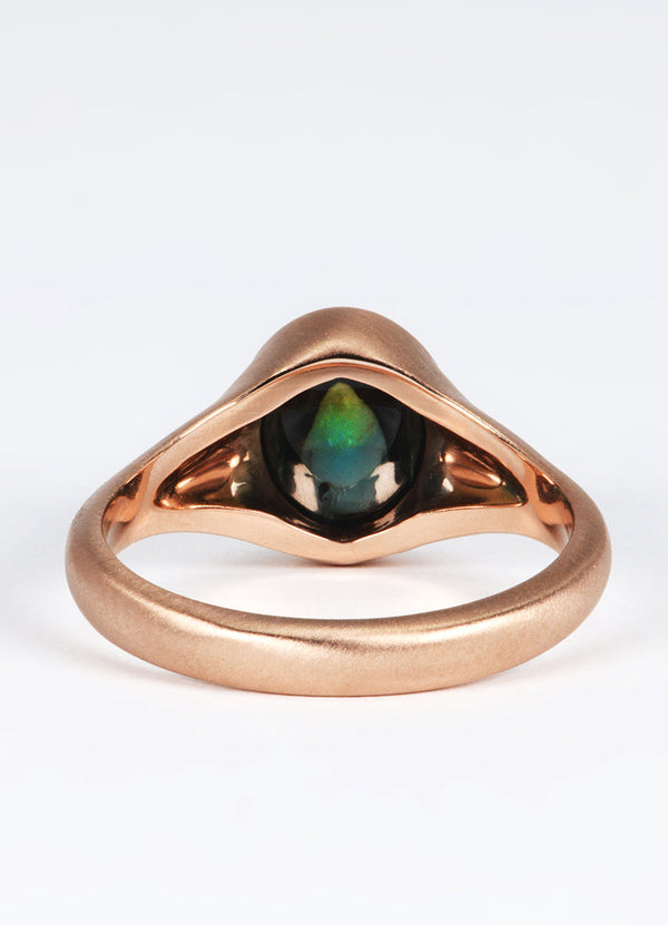 2.28ct Teal Sapphire and Red Gold Signet Ring James Newman Jewellery