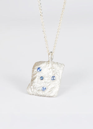 Sapphire Encrusted Square Silver Flux Pendant James Newman Jewellery