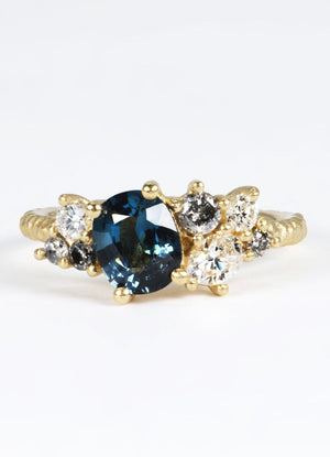 1.24ct Teal Sapphire & Diamond Cluster Ring James Newman Jewellery