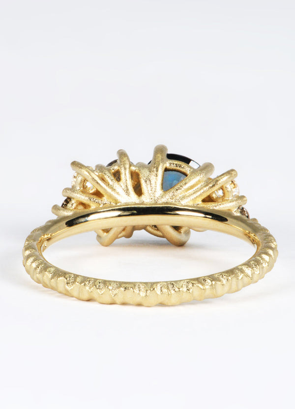 1.24ct Teal Sapphire & Diamond Cluster Ring James Newman Jewellery