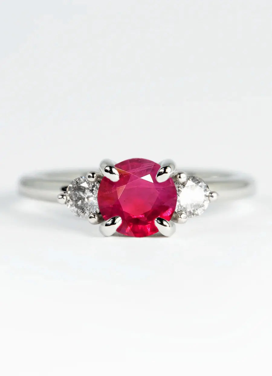 Custom Ruby Trilogy Engagement Rings James Newman Jewellery