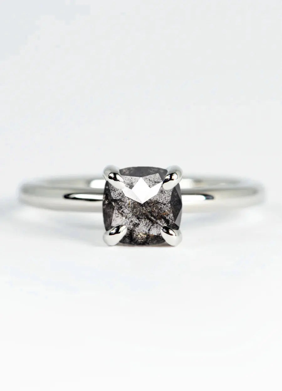 Custom Salt Pepper Diamond Solitaire Engagement Rings – James