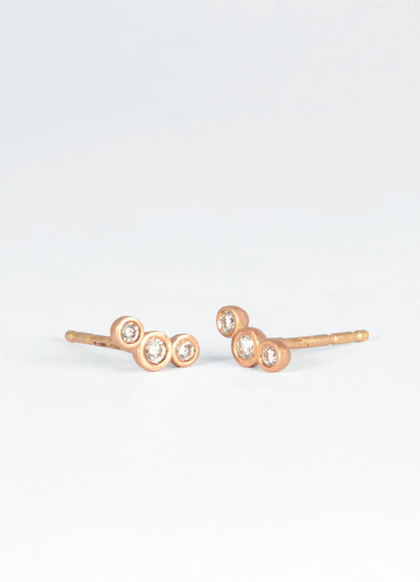 Delicate 9ct Red Gold Diamond Earrings James Newman Jewellery