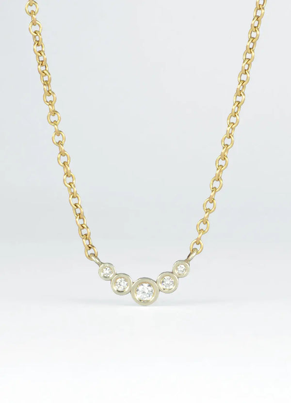 Delicate 9ct White and Yellow Gold Diamond Necklace James Newman Jewellery