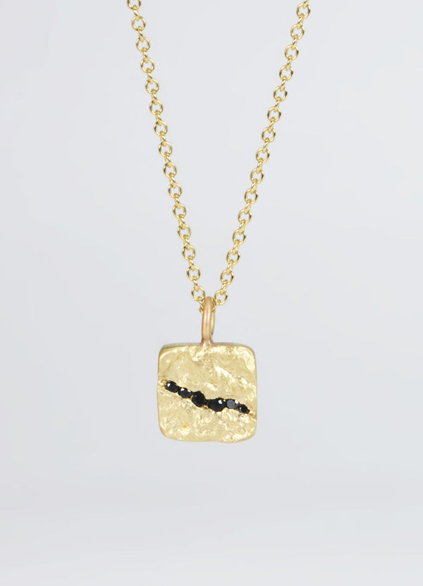 Black Diamond Fissure Square Flux Pendant James Newman Jewellery