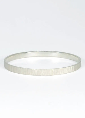 Flat Hammered Silver Bangle James Newman Jewellery