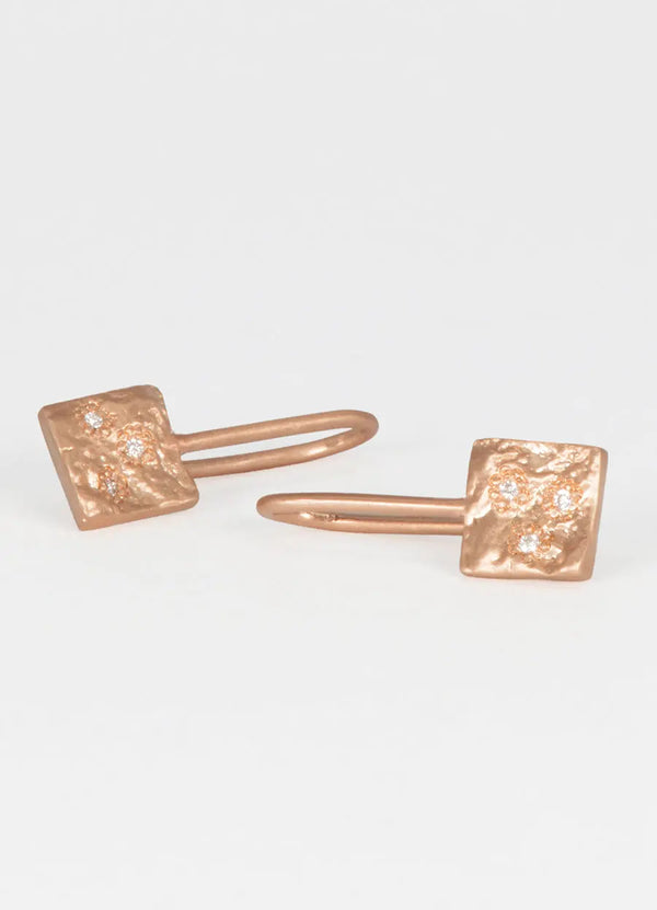 Flux Diamond Set Square Drop Earrings James Newman Jewellery