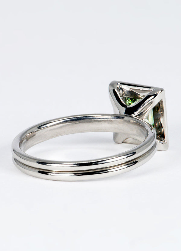 1.06ct Princess Cut Green Diamond Ring James Newman Jewellery