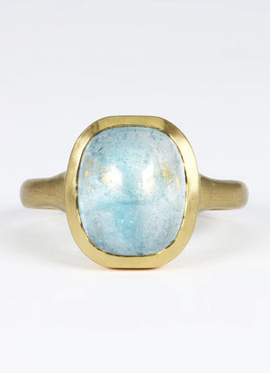 5.7ct Large Cabochon Aquamarine Signet Ring James Newman Jewellery