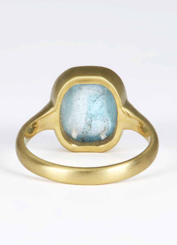 5.7ct Large Cabochon Aquamarine Signet Ring James Newman Jewellery