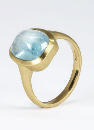 5.7ct Large Cabochon Aquamarine Signet Ring James Newman Jewellery