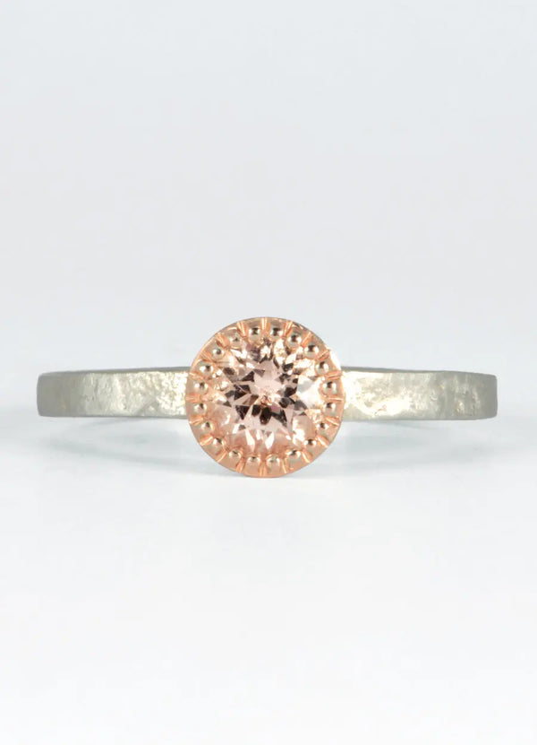 Morganite and 9ct White Gold Flux Ring James Newman Jewellery