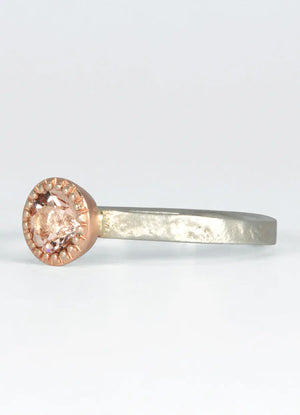 Morganite and 9ct White Gold Flux Ring James Newman Jewellery