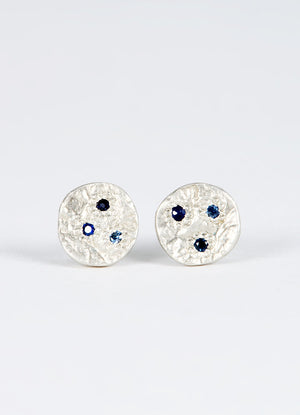 Dainty Round Sapphire Flux Studs James Newman Jewellery