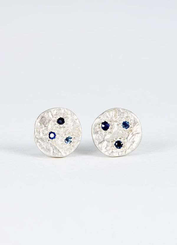 Dainty Round Sapphire Flux Studs James Newman Jewellery