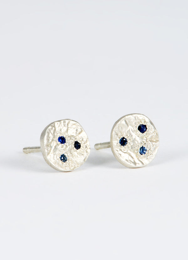 Dainty Round Sapphire Flux Studs James Newman Jewellery