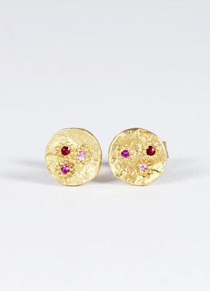 Dainty Round Pink Sapphire Flux Studs James Newman Jewellery