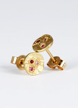 Dainty Round Pink Sapphire Flux Studs James Newman Jewellery