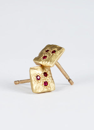 Dainty Square Ruby Flux Studs James Newman Jewellery