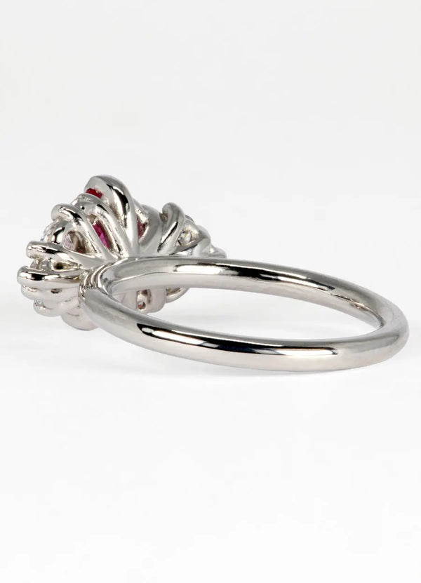 2.44ct Padparadscha Sapphire & White Diamond Cluster Ring - James Newman Jewellery