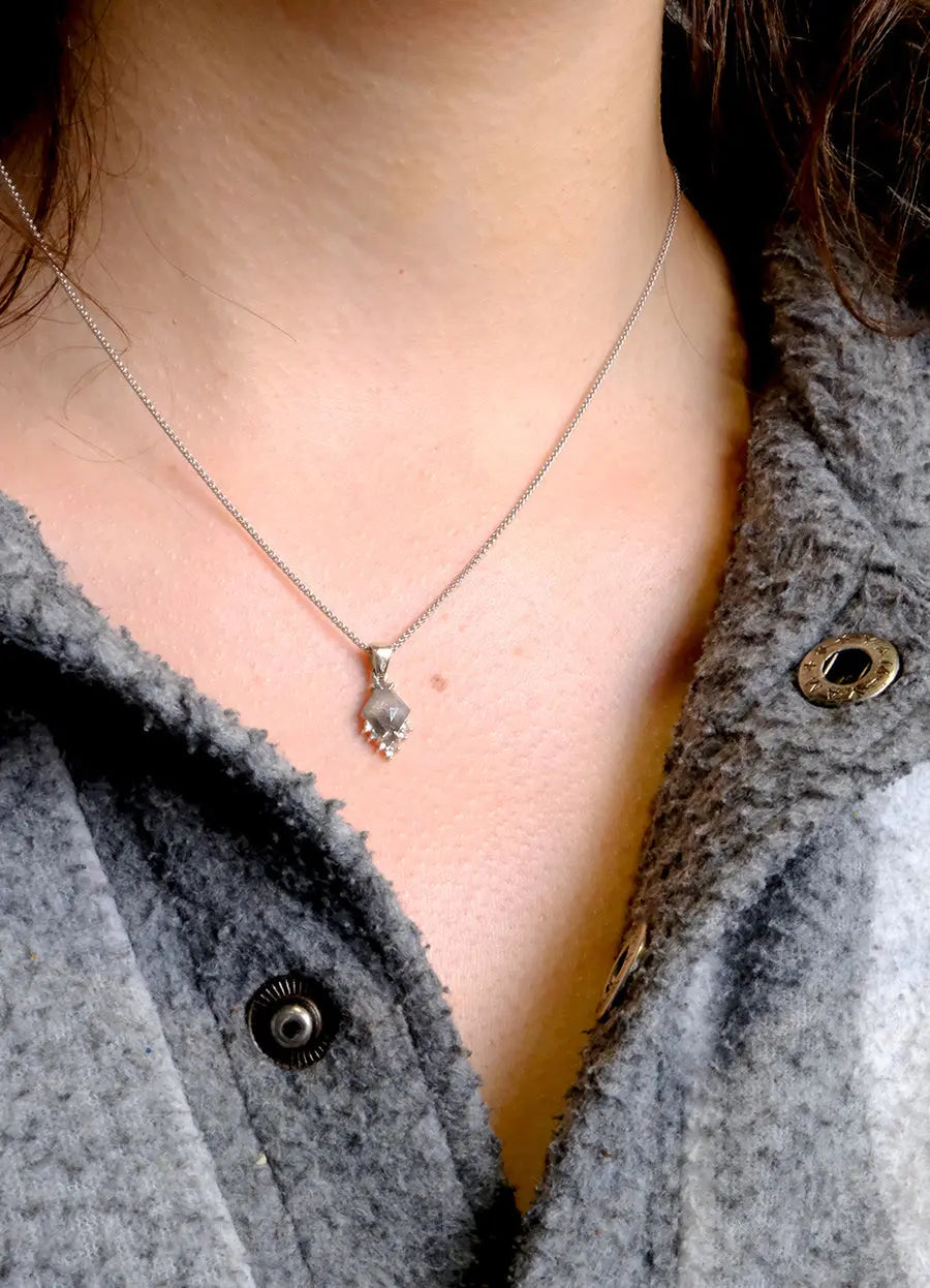 Salt and pepper diamond pendant sale