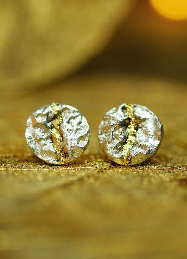 Round Flux Studs with 18ct Yellow Gold Canyon James Newman Jewellery