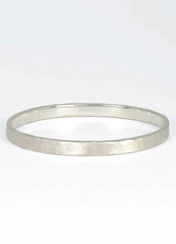 Rounded Hammered Silver Bangle James Newman Jewellery