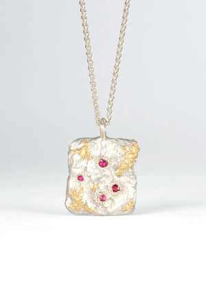Ruby Encrusted Flux Pendant with Yellow Gold Detail James Newman Jewellery