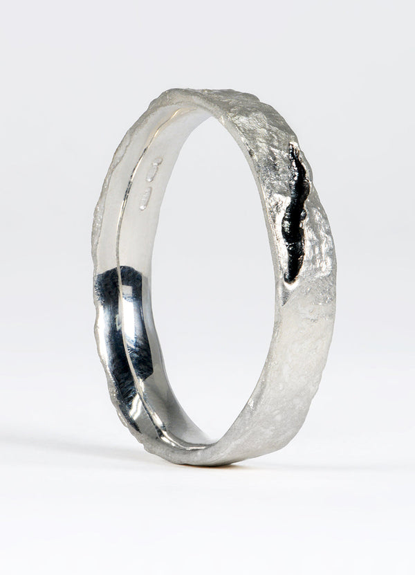 Oxidised Fissure Silver Flux Ring James Newman Jewellery