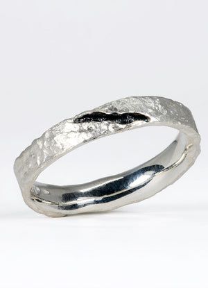 Oxidised Fissure Silver Flux Ring James Newman Jewellery