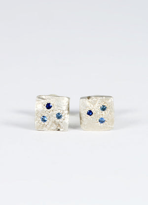 Dainty Square Sapphire Flux Studs James Newman Jewellery