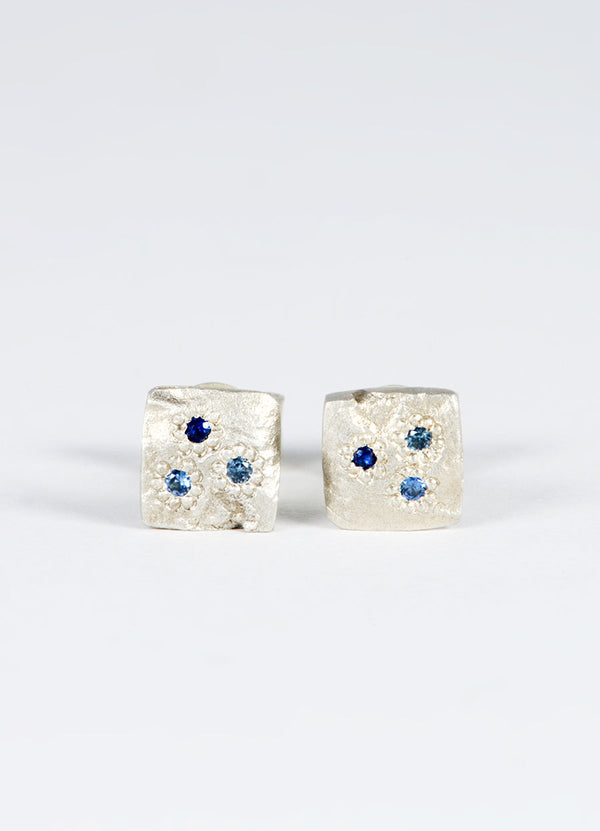 Dainty Square Sapphire Flux Studs James Newman Jewellery