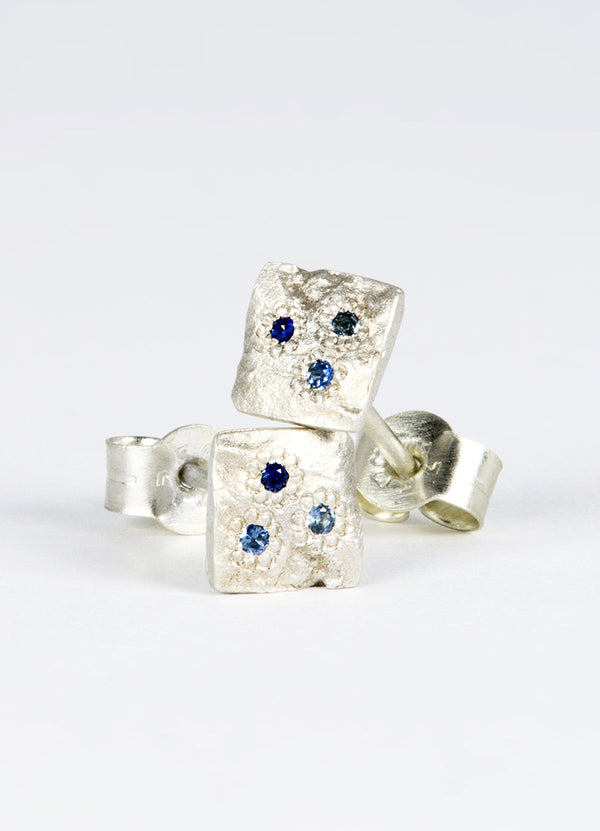 Dainty Square Sapphire Flux Studs James Newman Jewellery