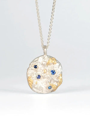 Sapphire Encrusted Flux Pendant with Yellow Gold Detail James Newman Jewellery