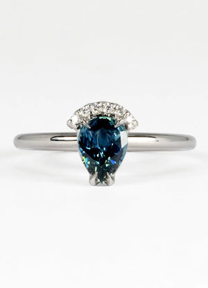 1.2ct Teal Blue Sapphire Tiara Ring - James Newman Jewellery