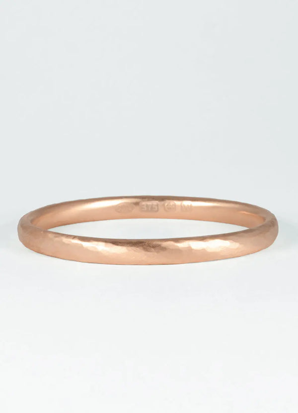 Solid 9ct Gold Hand Forged Oval Bangle James Newman Jewellery