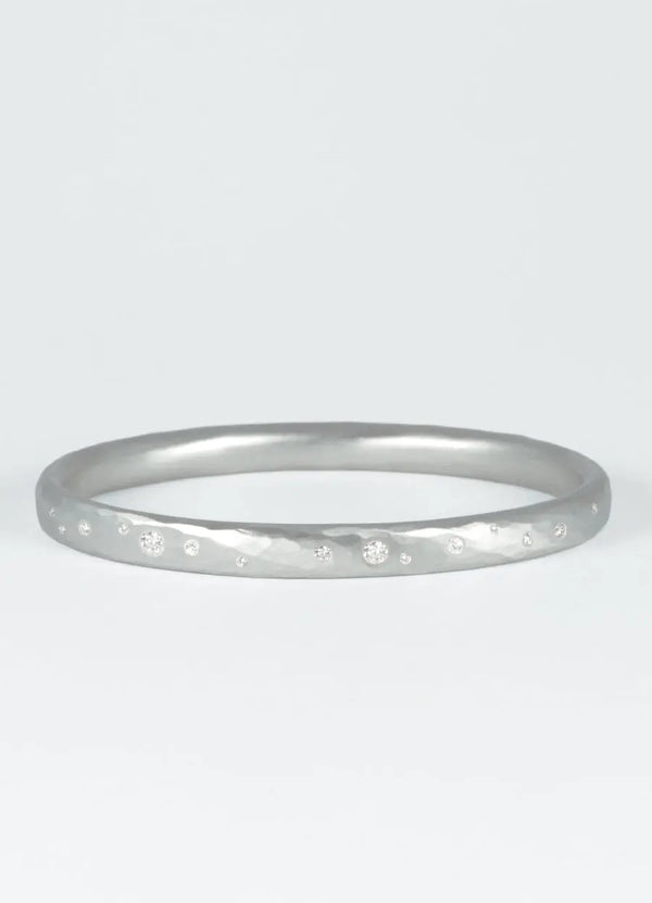 Solid Platinum Hand Forged Oval Bangle James Newman Jewellery