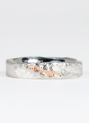 Silver Flux Ring with 9ct Red Gold Fissure James Newman Jewellery