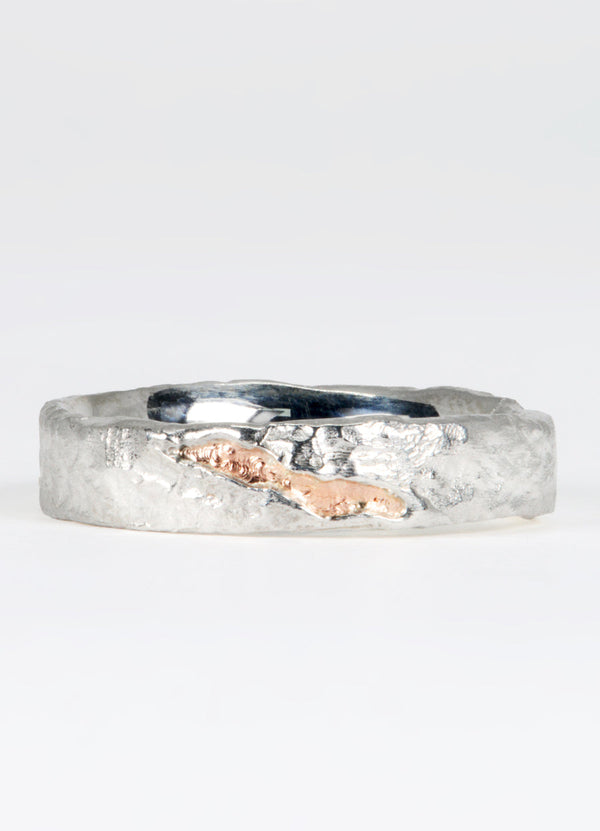 Silver Flux Ring with 9ct Red Gold Fissure James Newman Jewellery